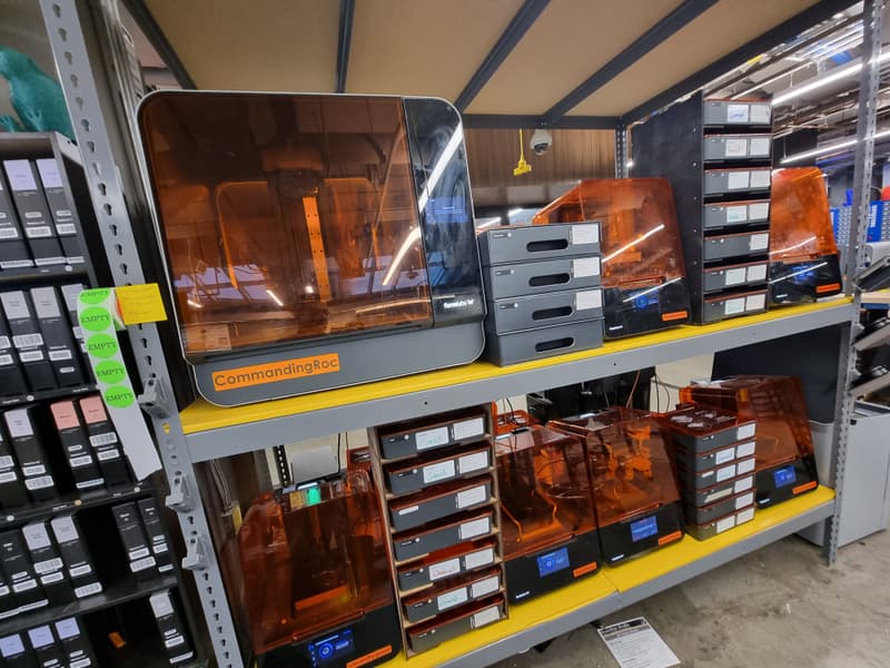 Formlabs printer rack at Georgia Tech makerspace