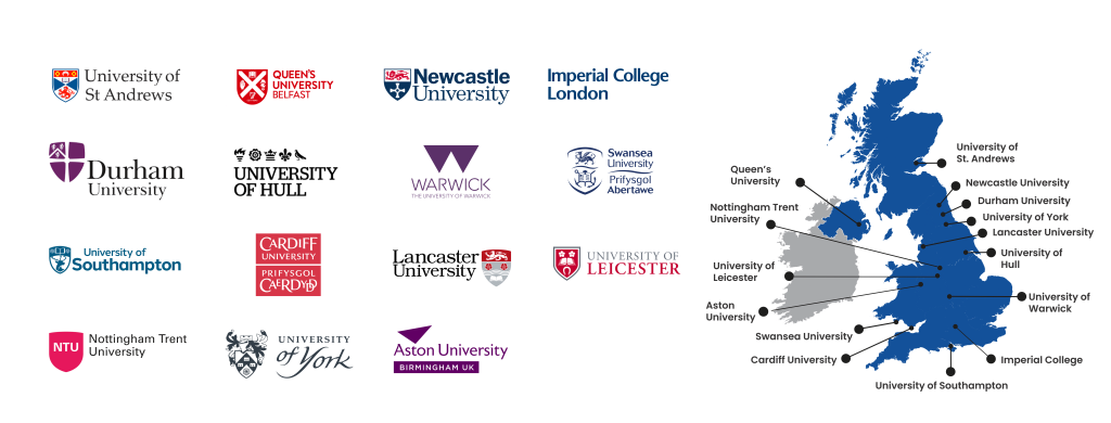 Map of university partners in the National Edge AI Hub for Real Data