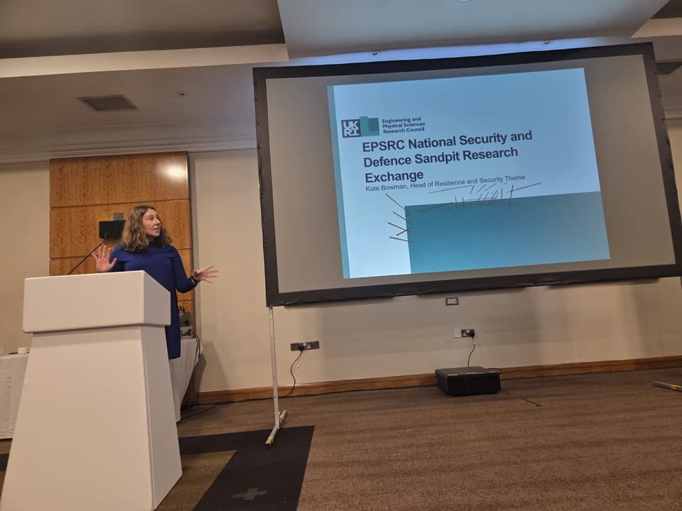 EPSRC National Security and Defence Sandpit Research Exchange presentation in Nottingham