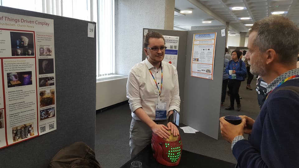 Rhys Beckett presenting IoT Skullfort poster at UbiComp 2019